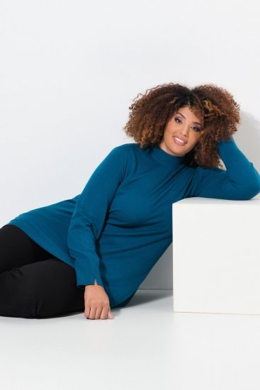 Ulla Popken Long Sleeves Mock Turtleneck Sweater Cerulean - Ulla Popken - Ulla Popken Ropa de Tallas Grandes