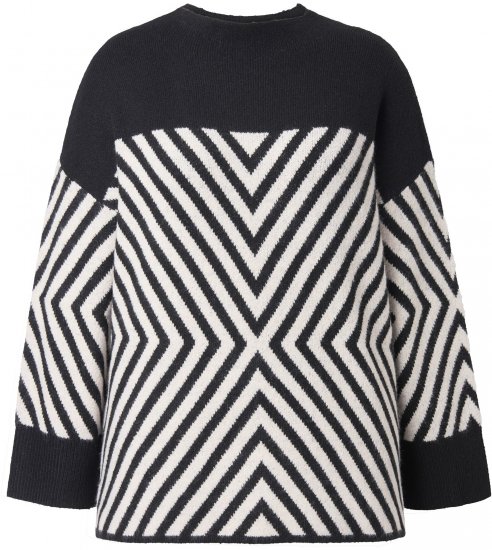 Ulla Popken Graphic Stripe Long Sleeve Turtleneck Sweater Black - Sudaderas y hoodies - 