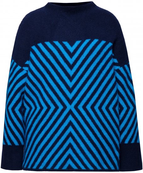 Ulla Popken Graphic Stripe Long Sleeve Turtleneck Sweater Navy - Sudaderas y hoodies - 