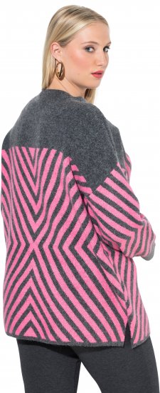 Ulla Popken Graphic Stripe Long Sleeve Turtleneck Sweater Flamingo - Sudaderas y hoodies - 
