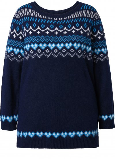 Ulla Popken Norwegian Style Pastel Tone Long Sleeve Sweater Ink Blue - Sudaderas y hoodies - 