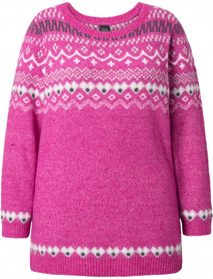 Ulla Popken Norwegian Style Pastel Tone Long Sleeve Sweater Summer Berry - Sudaderas y hoodies - 