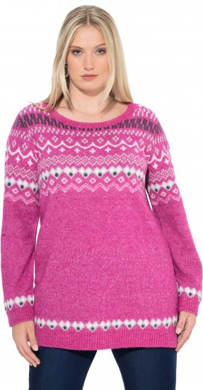 Ulla Popken Norwegian Style Pastel Tone Long Sleeve Sweater Summer Berry - Sudaderas y hoodies - 