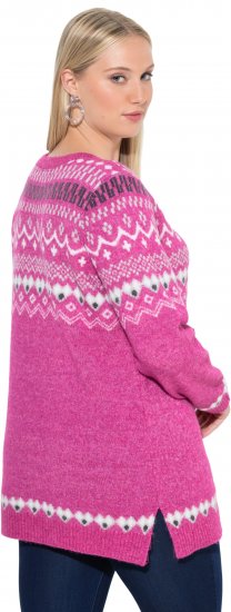 Ulla Popken Norwegian Style Pastel Tone Long Sleeve Sweater Summer Berry - Sudaderas y hoodies - 