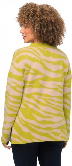 Ulla Popken Zebra Print Mock Turtleneck Long Sleeve Sweater Yellow Green - Sudaderas y hoodies - 