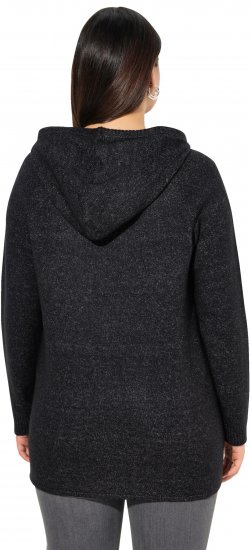 Ulla Popken Sequined Knit Long Sleeve Hoodie Black - Sudaderas y hoodies - 