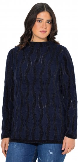 Ulla Popken Openwork Chenille Sweater Navy - Sudaderas y hoodies - 