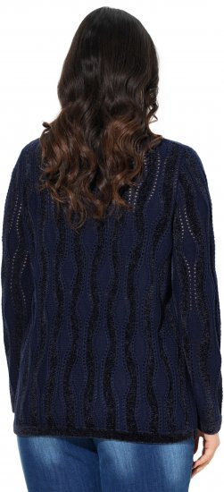 Ulla Popken Openwork Chenille Sweater Navy - Sudaderas y hoodies - 