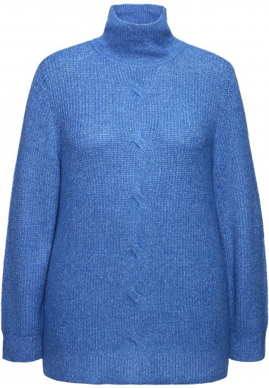Ulla Popken Cable Knit Long Sleeve Turtleneck Sweater Teal Blue - Sudaderas y hoodies - 