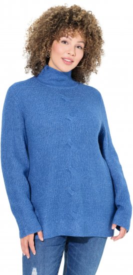 Ulla Popken Cable Knit Long Sleeve Turtleneck Sweater Teal Blue - Sudaderas y hoodies - 