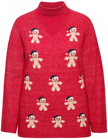 Ulla Popken Gingerbread Men Sweater Salsa Red - Sudaderas y hoodies - 