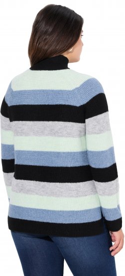 Ulla Popken Chunky Striped Turtleneck Sweater Mint Green - Sudaderas y hoodies - 