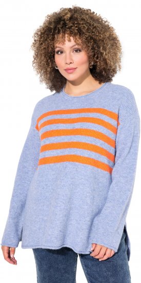 Ulla Popken Striped Long Sleeve Sweater Sky Blue - Sudaderas y hoodies - 
