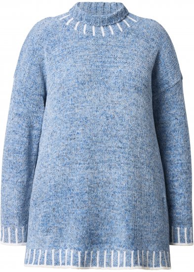 Ulla Popken Blanket Stitch Oversized Turtleneck Sweater Dove Blue - Sudaderas y hoodies - 