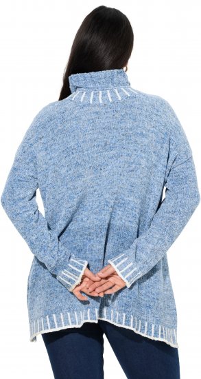 Ulla Popken Blanket Stitch Oversized Turtleneck Sweater Dove Blue - Sudaderas y hoodies - 