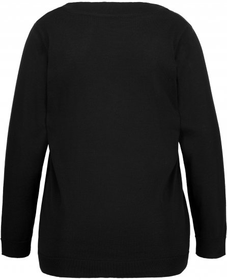 Ulla Popken Casual V-Neck Long Sleeve Sweater Black - Sudaderas y hoodies - 