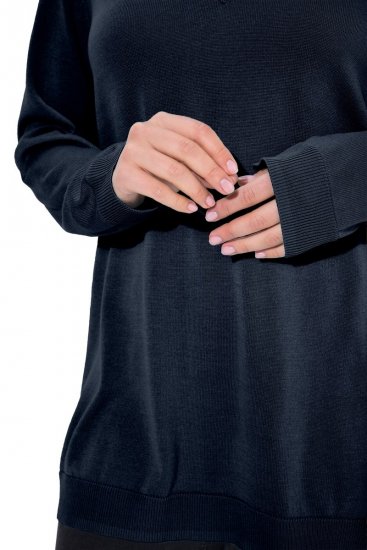 Ulla Popken Soft Fine Knit Pullover V-Neck Sweatshirt Marine - Sudaderas y hoodies - Sudaderas, Hoodies y Punto Cómodos