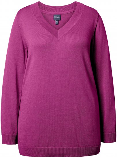 Ulla Popken Casual V-Neck Long Sleeve Sweater Berry - Sudaderas y hoodies - 
