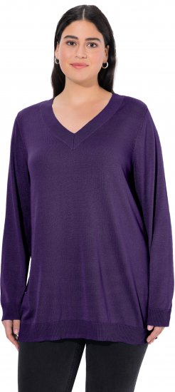 Ulla Popken Soft Fine Knit Pullover V-Neck Sweatshirt Deep Violet - Sudaderas y hoodies - 