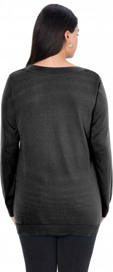 Ulla Popken Casual V-Neck Long Sleeve Sweater Black - Sudaderas y hoodies - 