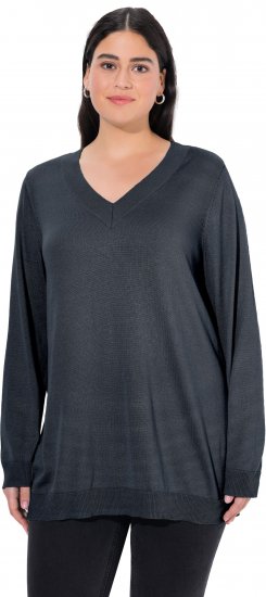Ulla Popken Casual V-Neck Long Sleeve Sweater Navy Blue - Sudaderas y hoodies - 
