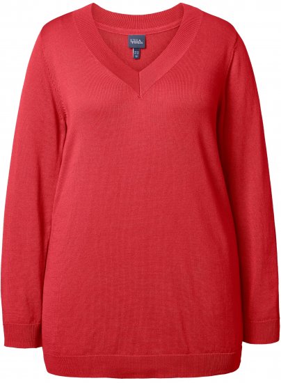 Ulla Popken Casual V-Neck Long Sleeve Sweater Salsa - Sudaderas y hoodies - 