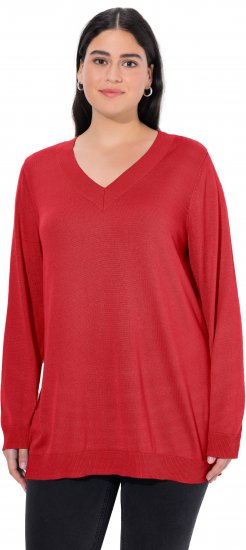 Ulla Popken Casual V-Neck Long Sleeve Sweater Salsa - Sudaderas y hoodies - 