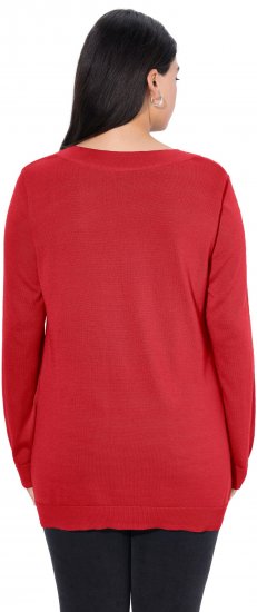 Ulla Popken Casual V-Neck Long Sleeve Sweater Salsa - Sudaderas y hoodies - 
