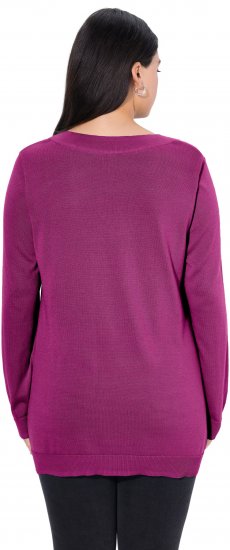 Ulla Popken Casual V-Neck Long Sleeve Sweater Berry - Sudaderas y hoodies - 
