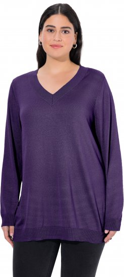 Ulla Popken Casual V-Neck Long Sleeve Sweater Deep Violet - Sudaderas y hoodies - 