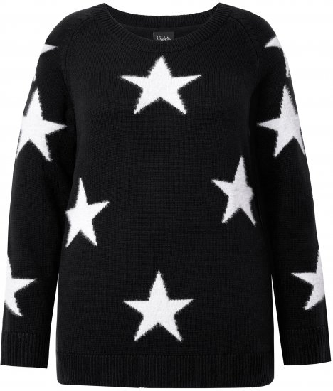 Ulla Popken Glitter Stars Soft Knit Sweater Black - Sudaderas y hoodies - 