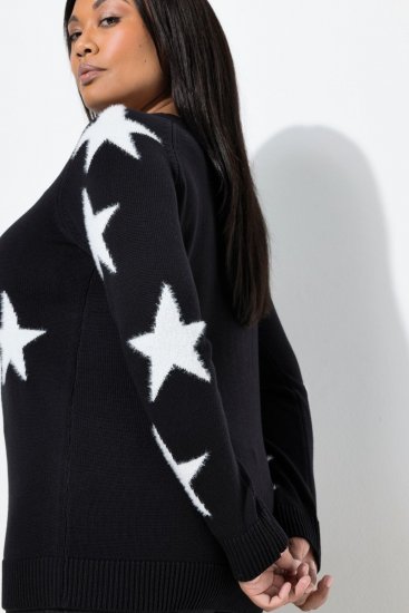 Ulla Popken Glitter Stars Soft Knit Sweater Black - Sudaderas y hoodies - Sudaderas, Hoodies y Punto Cómodos