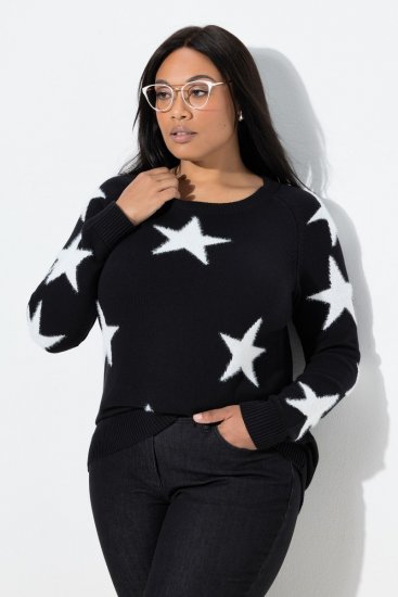 Ulla Popken Glitter Stars Soft Knit Sweater Black - Sudaderas y hoodies - Sudaderas, Hoodies y Punto Cómodos
