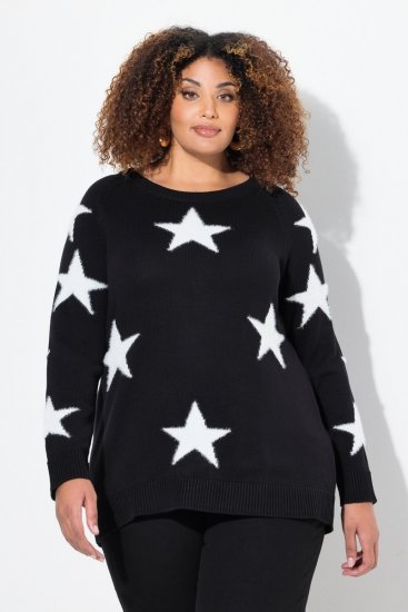 Ulla Popken Glitter Stars Soft Knit Sweater Black - Sudaderas y hoodies - Sudaderas, Hoodies y Punto Cómodos
