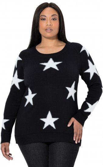 Ulla Popken Glitter Stars Soft Knit Sweater Black - Sudaderas y hoodies - 
