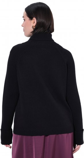 Ulla Popken Turtleneck Sweater with Ribbed Inserts Black - Sudaderas y hoodies - 