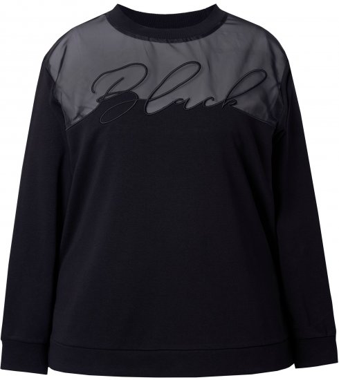 Ulla Popken Tulle Panel Sweatshirt Black - Sudaderas y hoodies - 
