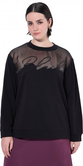 Ulla Popken Tulle Panel Sweatshirt Black - Sudaderas y hoodies - 