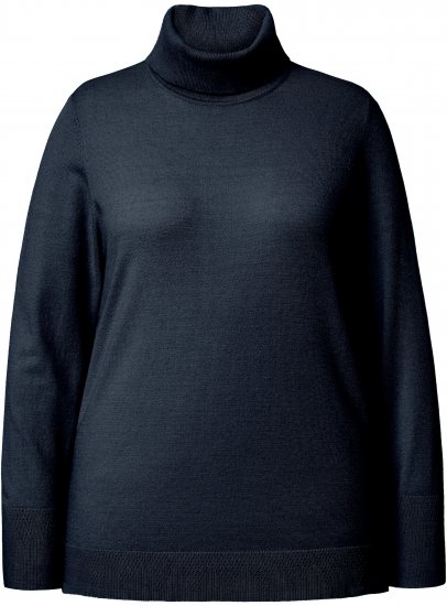 Ulla Popken Turtleneck Ribbed Trim Long Sleeve Sweater Navy - Sudaderas y hoodies - 