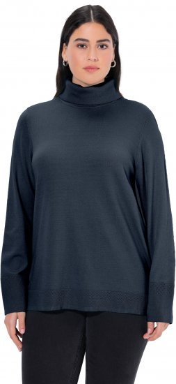Ulla Popken Turtleneck Ribbed Trim Long Sleeve Sweater Navy - Sudaderas y hoodies - 