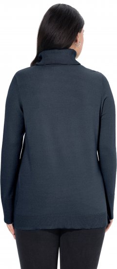 Ulla Popken Turtleneck Ribbed Trim Long Sleeve Sweater Navy - Sudaderas y hoodies - 