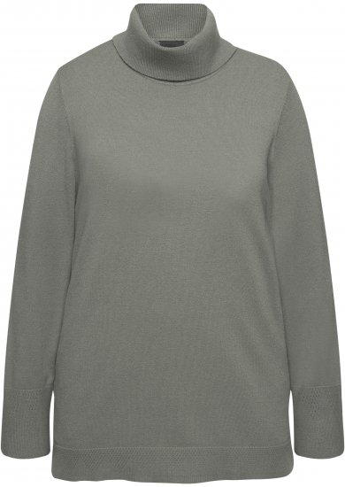 Ulla Popken Turtleneck Ribbed Trim Long Sleeve Sweater Grey - Sudaderas y hoodies - 