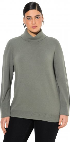 Ulla Popken Turtleneck Ribbed Trim Long Sleeve Sweater Grey - Sudaderas y hoodies - 