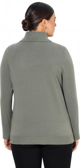 Ulla Popken Turtleneck Ribbed Trim Long Sleeve Sweater Grey - Sudaderas y hoodies - 