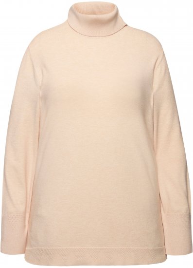 Ulla Popken Turtleneck Ribbed Trim Long Sleeve Sweater Nature Melange - Sudaderas y hoodies - 