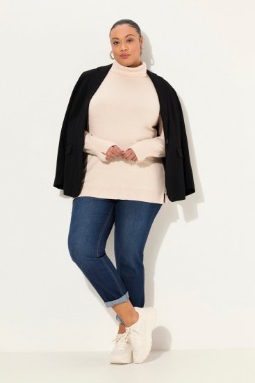 Ulla Popken Turtleneck Ribbed Trim Long Sleeve Sweater Nature Melange - Sudaderas y hoodies - Sudaderas, Hoodies y Punto Cómodos