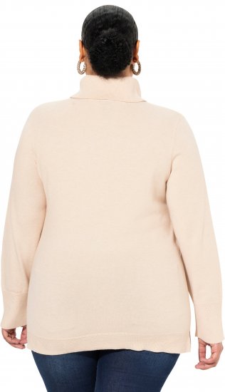 Ulla Popken Turtleneck Ribbed Trim Long Sleeve Sweater Nature Melange - Sudaderas y hoodies - 