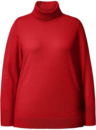 Ulla Popken Turtleneck Ribbed Trim Long Sleeve Sweater Salsa Red - Sudaderas y hoodies - 