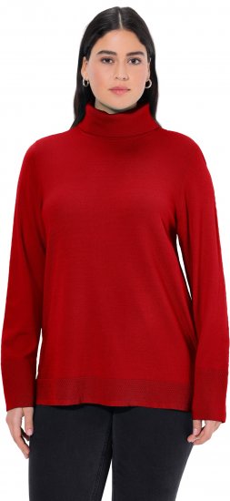 Ulla Popken Turtleneck Ribbed Trim Long Sleeve Sweater Salsa Red - Sudaderas y hoodies - 