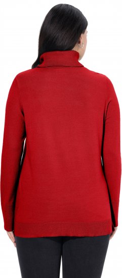 Ulla Popken Turtleneck Ribbed Trim Long Sleeve Sweater Salsa Red - Sudaderas y hoodies - 